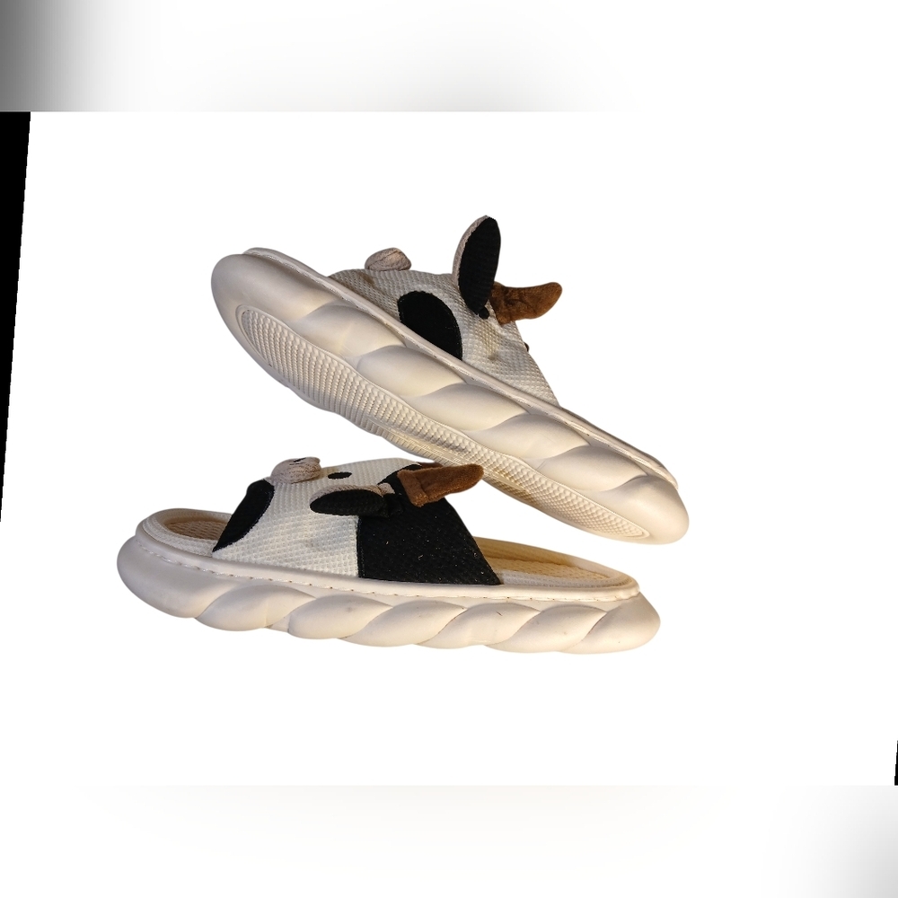 Cow Face! Padded Slippers Womans 11.5 Mens 10 - Picture 6 of 10